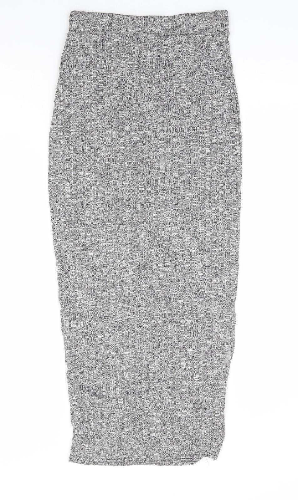 PRETTYLITTLETHING Womens Grey Polyester Straight & Pencil Skirt Size 10