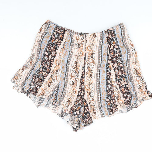 Miss Selfridge Womens Multicoloured Paisley Viscose Hot Pants Shorts Size 8 L5 in Regular Zip