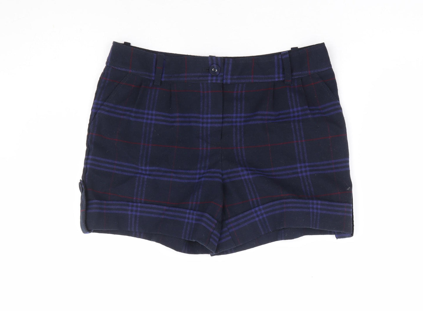NEXT Womens Blue Plaid Polyester Sailor Shorts Size 8 L6 in Regular Zip