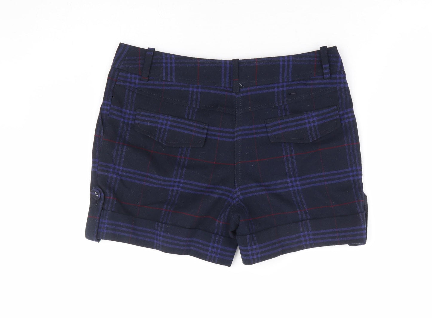 NEXT Womens Blue Plaid Polyester Sailor Shorts Size 8 L6 in Regular Zip