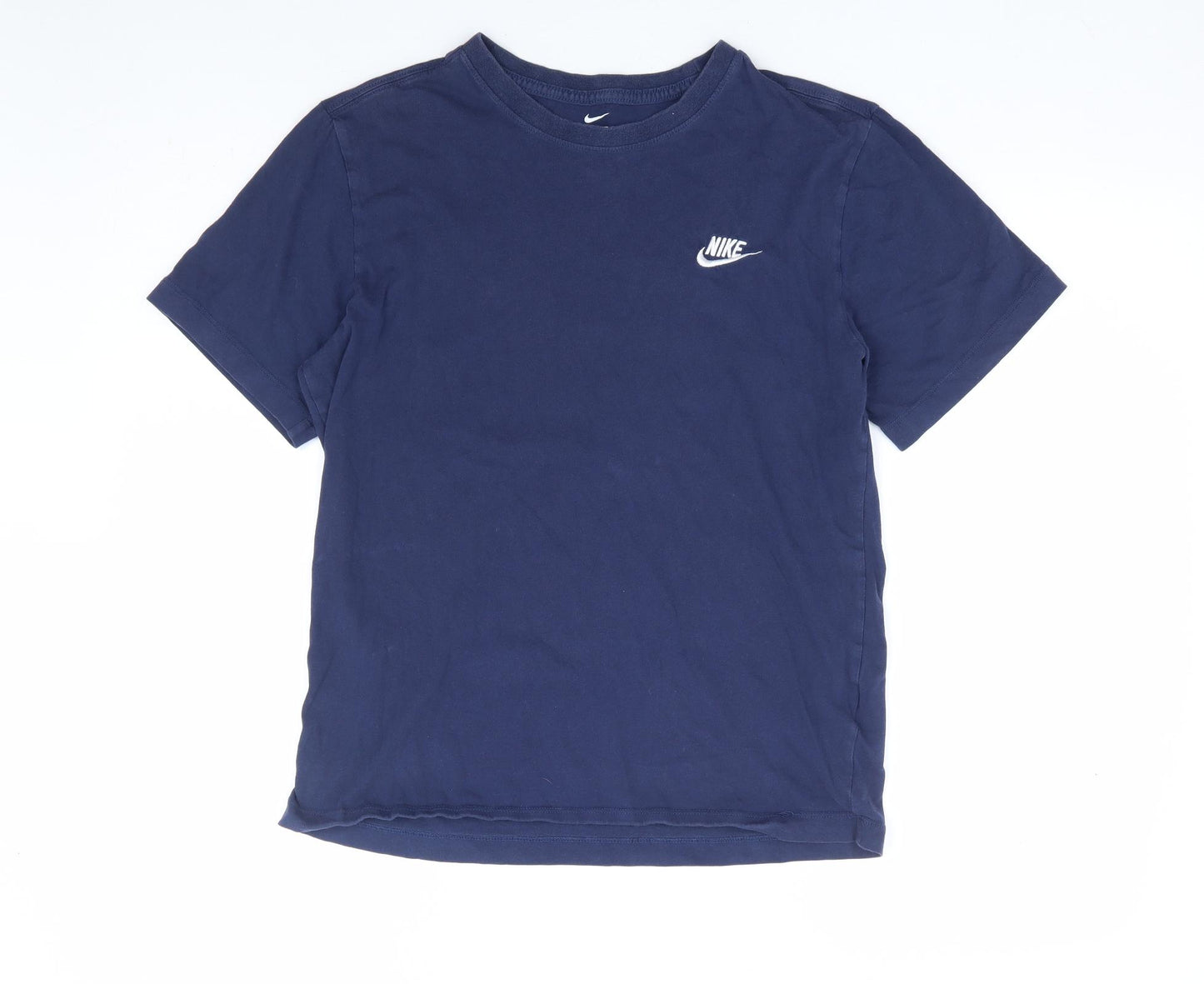 Nike Womens Blue 100% Cotton Basic T-Shirt Size S Round Neck
