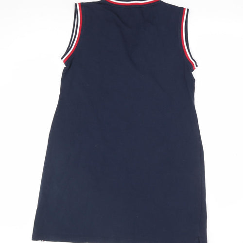 Sweet Delicate Womens Blue Cotton Tank Dress Size XL V-Neck Pullover - Contrast Trim