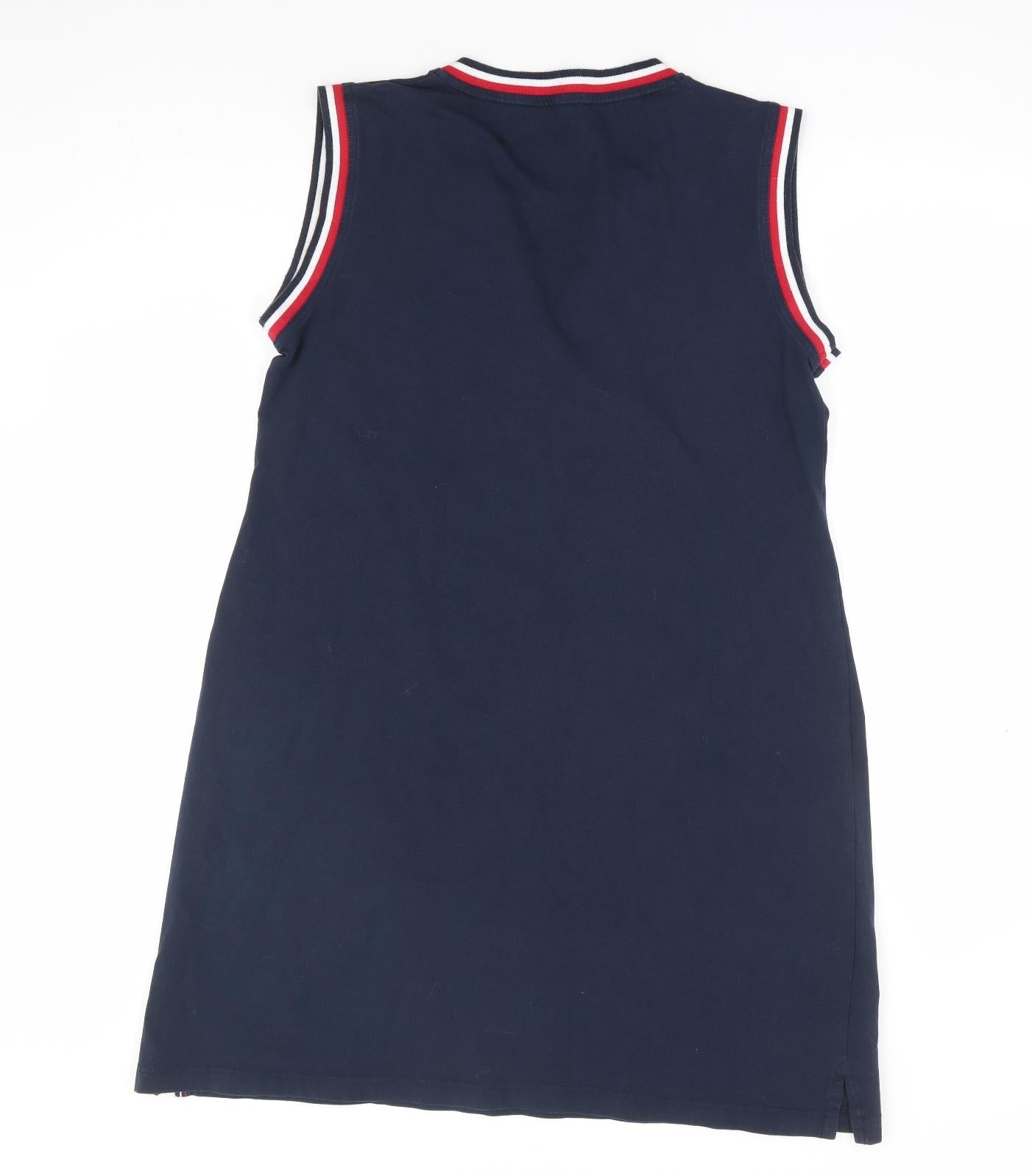 Sweet Delicate Womens Blue Cotton Tank Dress Size XL V-Neck Pullover - Contrast Trim