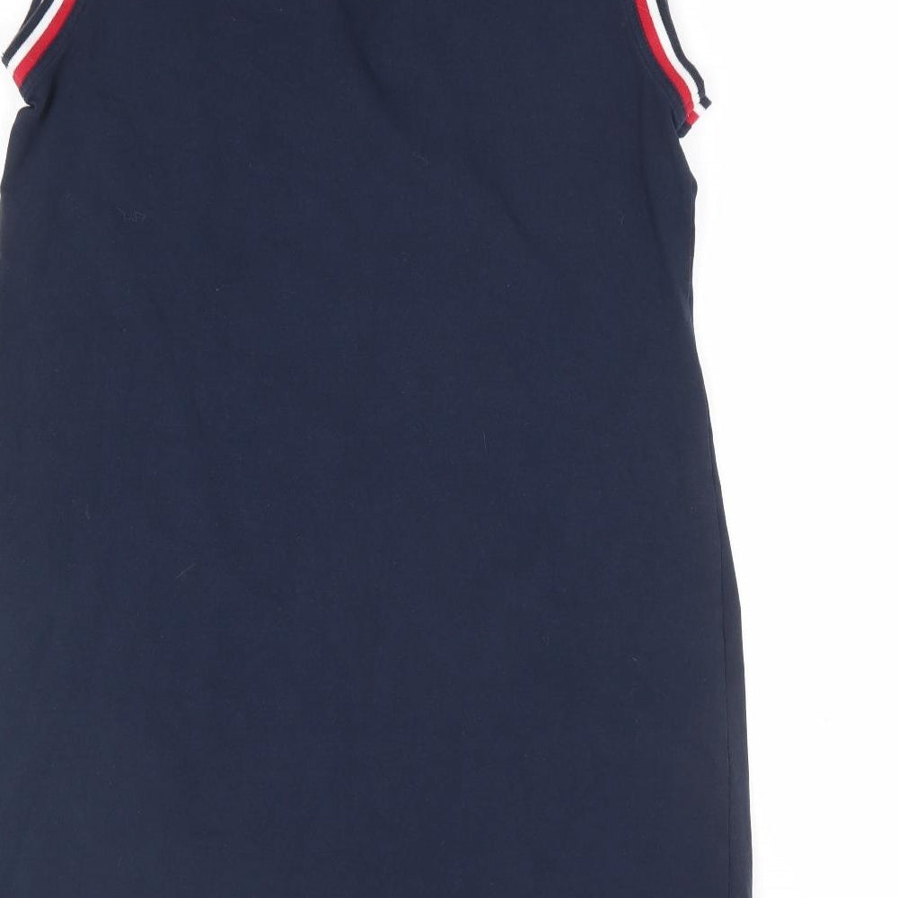 Sweet Delicate Womens Blue Cotton Tank Dress Size XL V-Neck Pullover - Contrast Trim