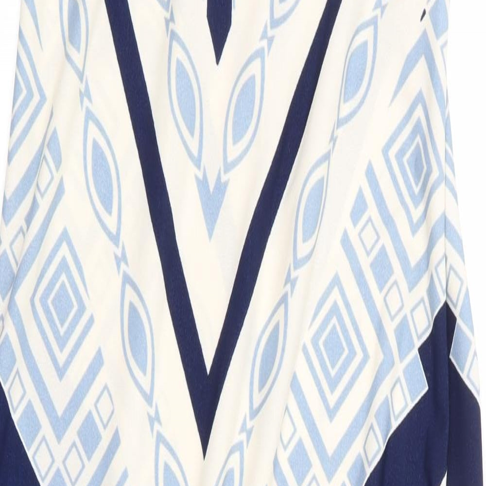 New Look Womens Blue Geometric Polyester Maxi Size 12 Round Neck Pullover