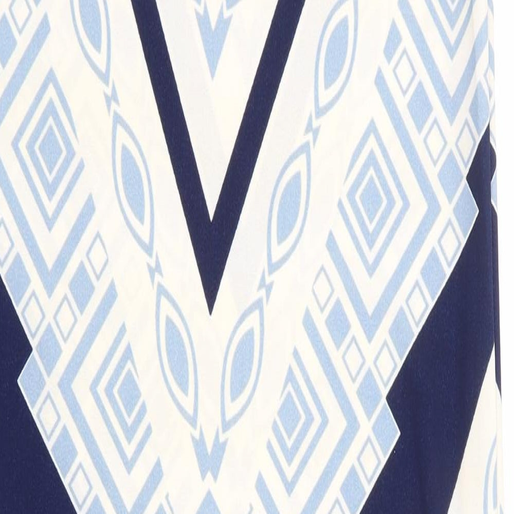 New Look Womens Blue Geometric Polyester Maxi Size 12 Round Neck Pullover