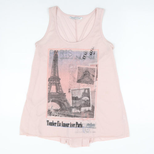 BHS Womens Pink Polyester Basic Tank Size 12 Scoop Neck - Paris