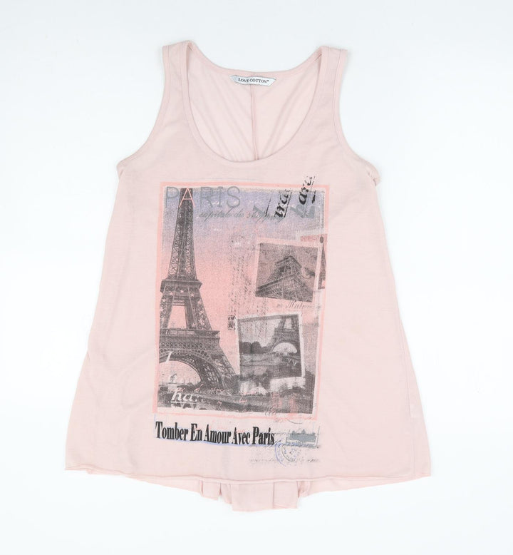 BHS Womens Pink Polyester Basic Tank Size 12 Scoop Neck - Paris