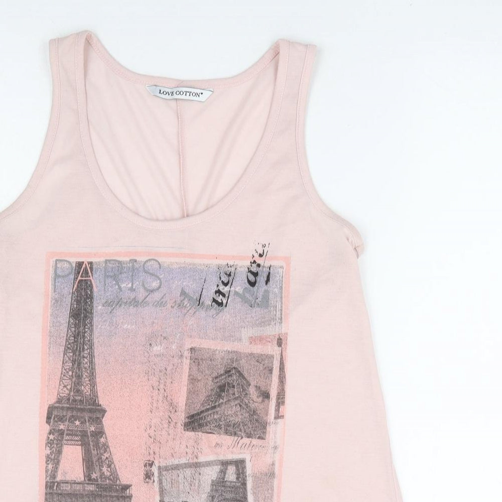 BHS Womens Pink Polyester Basic Tank Size 12 Scoop Neck - Paris