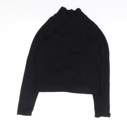 Preworn Womens Black Polyester Full Zip Sweatshirt Size S Zip - Cropped Ribbed