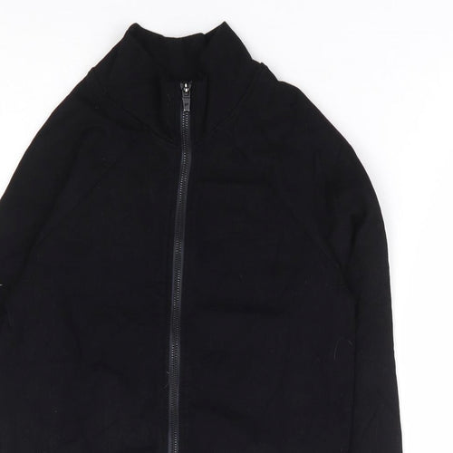 Preworn Womens Black Polyester Full Zip Sweatshirt Size S Zip - Cropped Ribbed