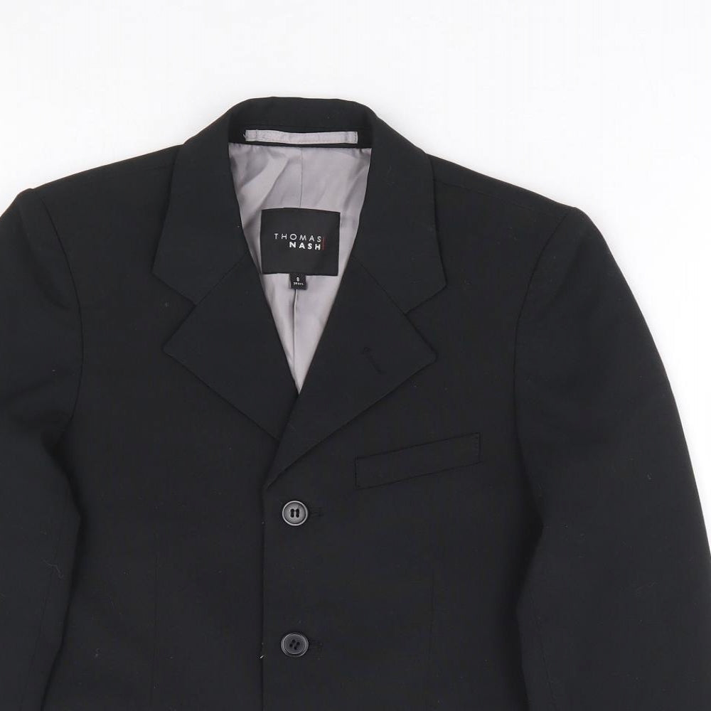 Thomas Nash Boys Black Jacket Blazer Size 8 Years Button - Suit Jacket