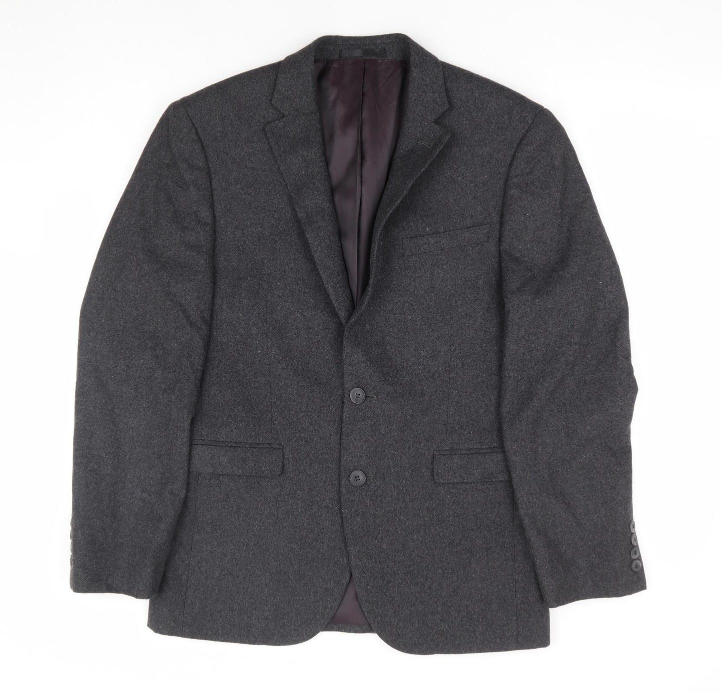 B&W Mens Grey Wool Jacket Suit Jacket Size 38