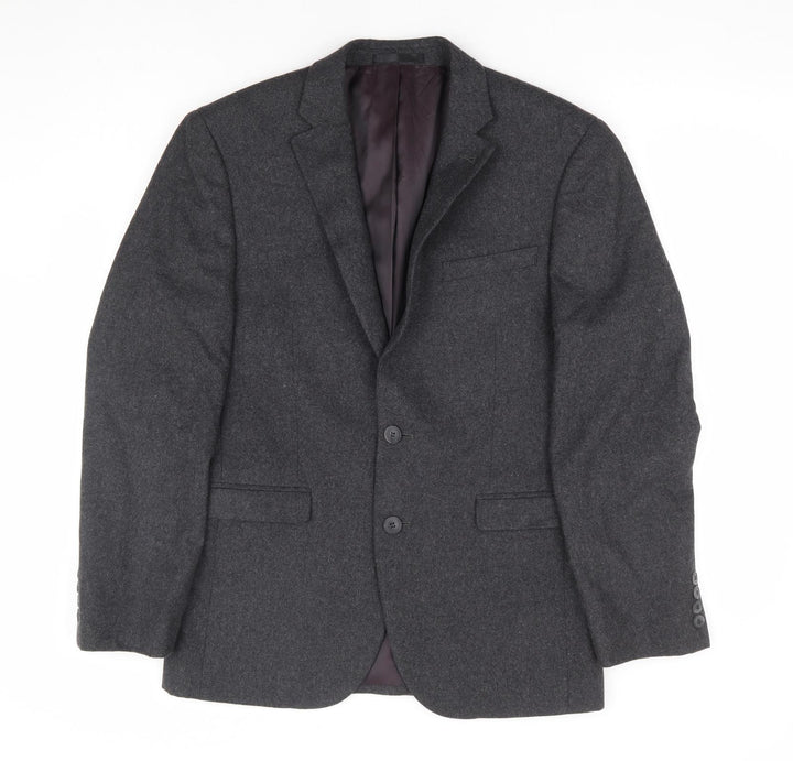 B&W Mens Grey Wool Jacket Suit Jacket Size 38