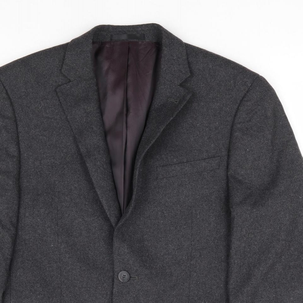 B&W Mens Grey Wool Jacket Suit Jacket Size 38