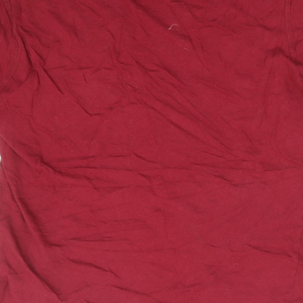 Peacocks Mens Red Cotton T-Shirt Size M Round Neck - Made in the USA