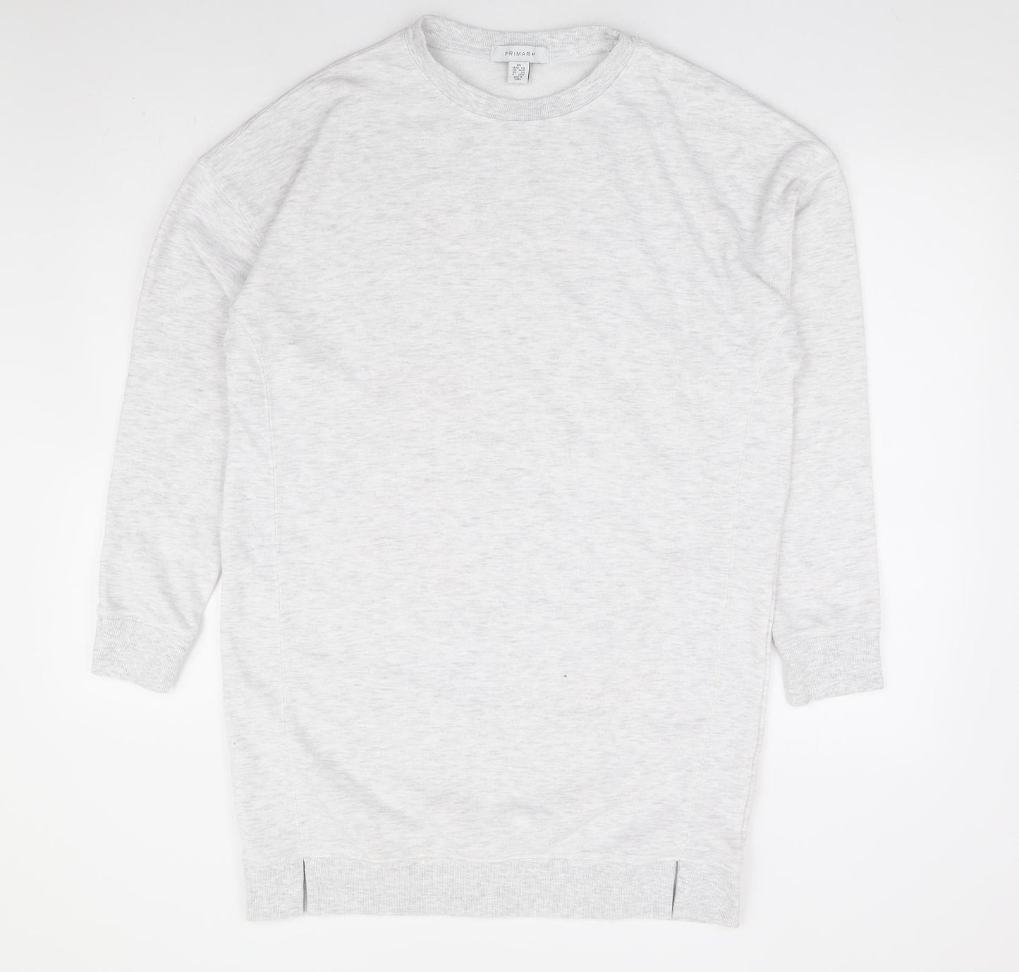 Primark Womens Grey Cotton Jumper Dress Size 6 Round Neck Pullover