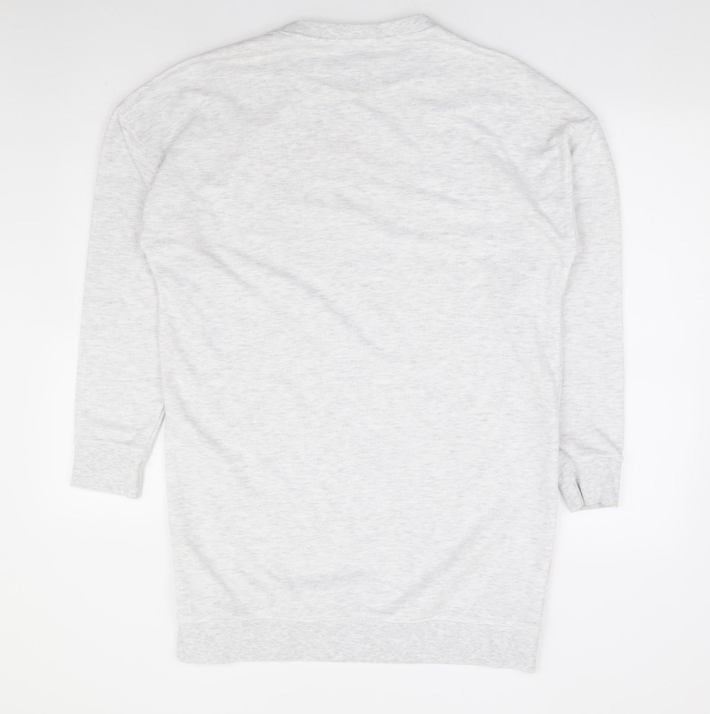Primark Womens Grey Cotton Jumper Dress Size 6 Round Neck Pullover