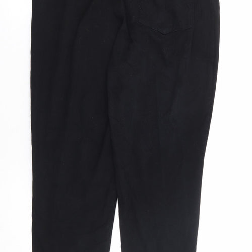 Polka Pants Womens Black Cotton Trousers Size 14 L26 in Regular Zip - Short Length