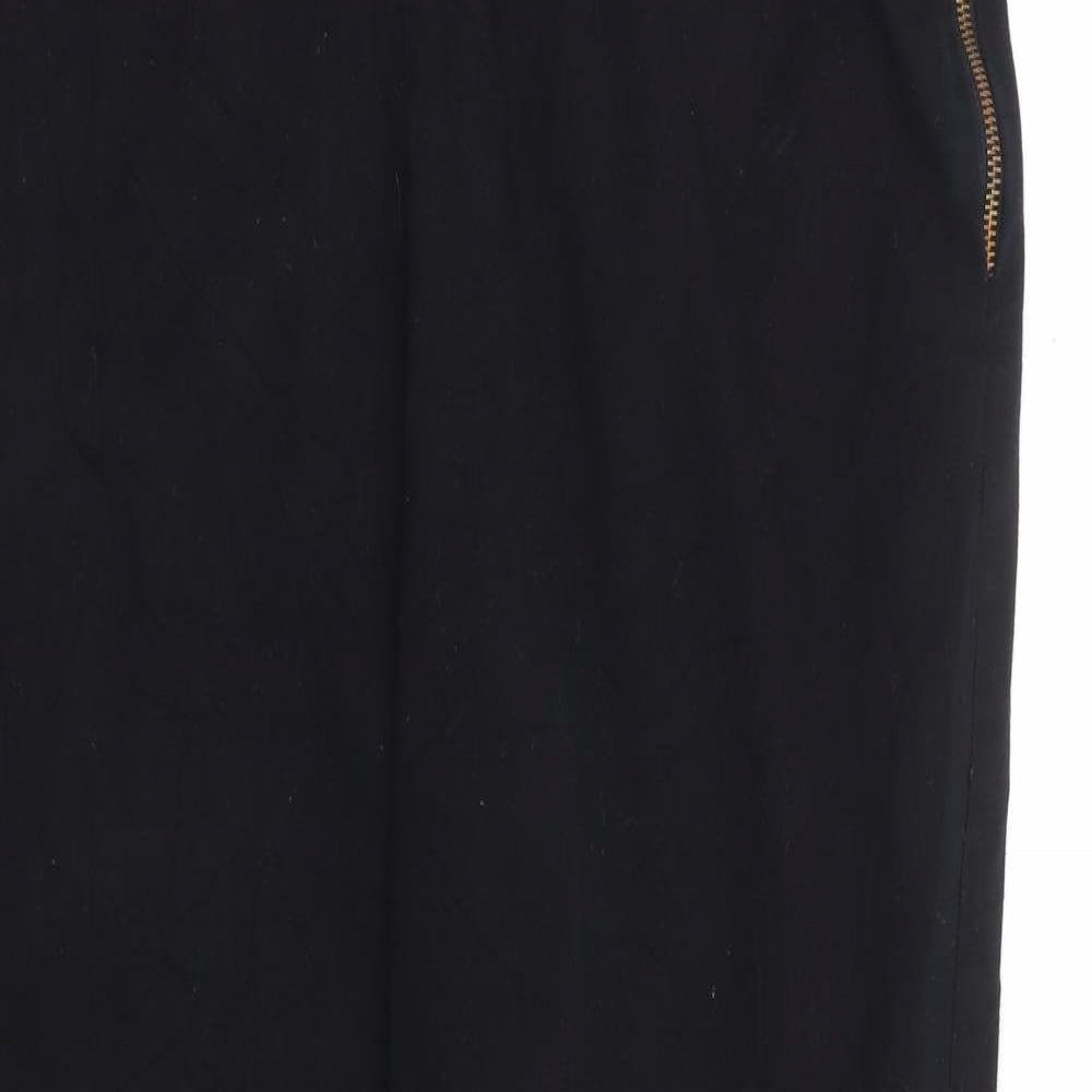 Polka Pants Womens Black Cotton Trousers Size 14 L26 in Regular Zip - Short Length