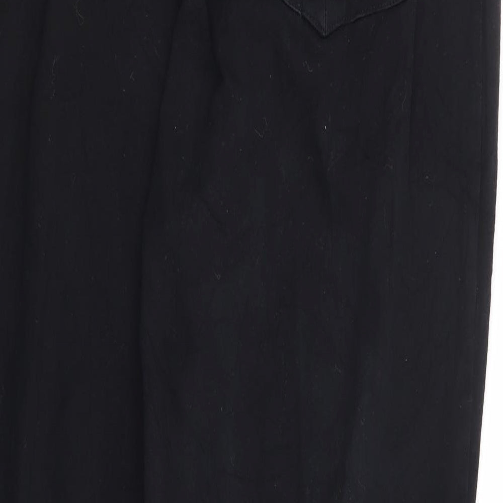 Polka Pants Womens Black Cotton Trousers Size 14 L26 in Regular Zip - Short Length