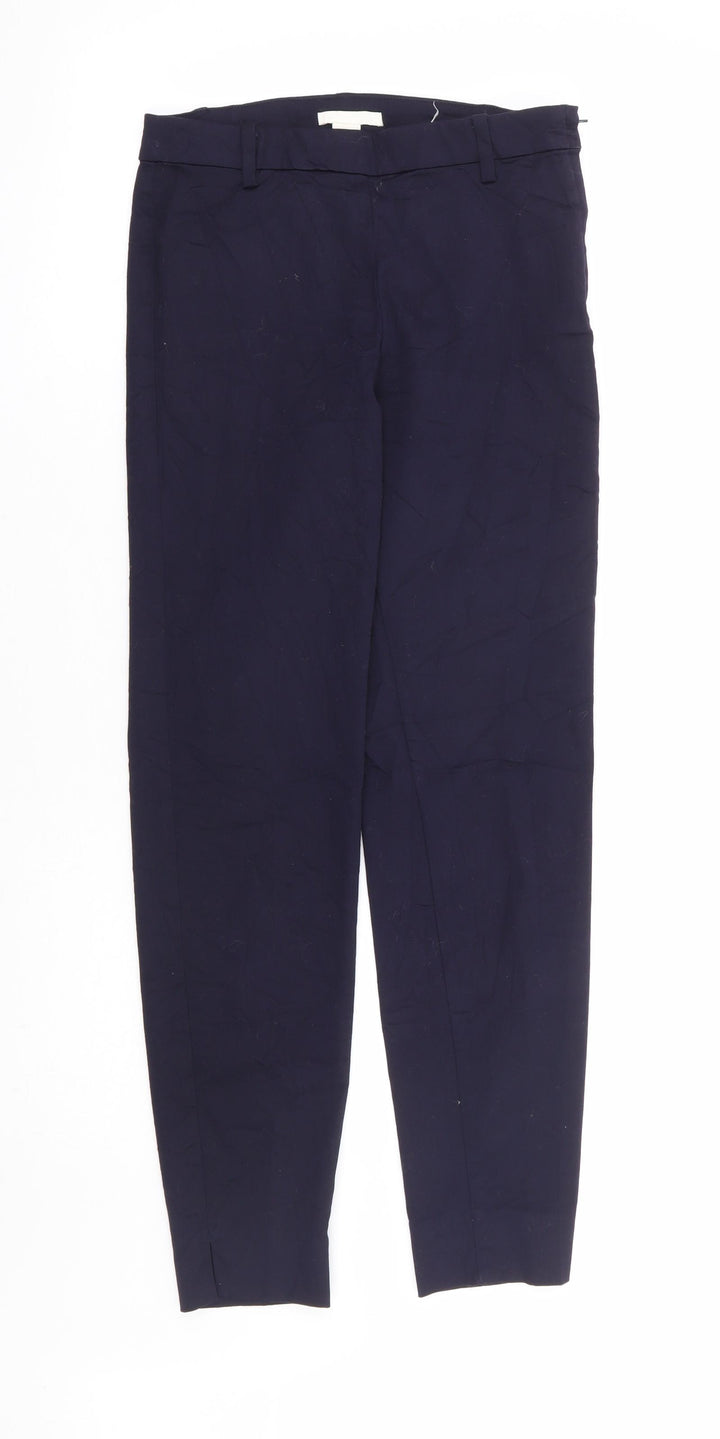 H&M Womens Blue Cotton Trousers Size 4 L27 in Regular Zip