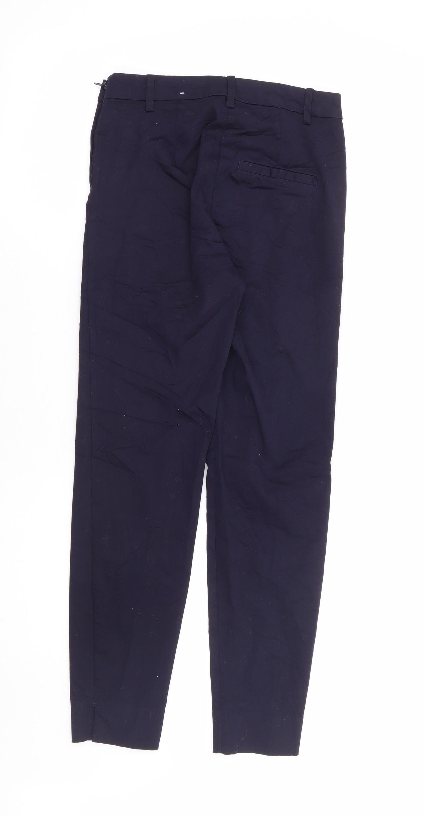 H&M Womens Blue Cotton Trousers Size 4 L27 in Regular Zip
