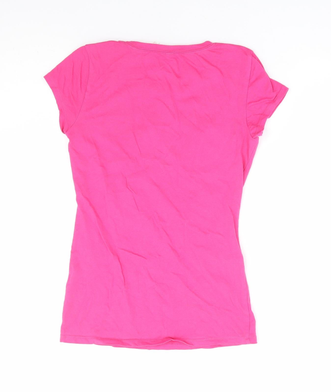 RESERVED Womens Pink Cotton Basic T-Shirt Size M Round Neck - Las Vegas