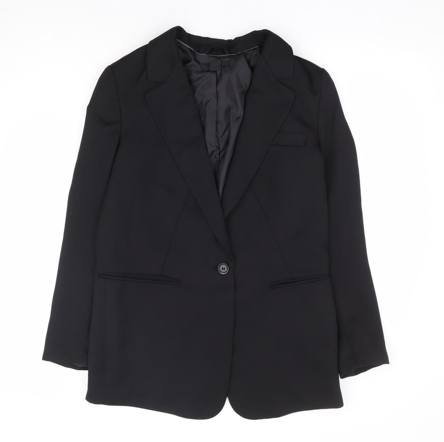 H&M Womens Black Polyester Jacket Suit Jacket Size 10