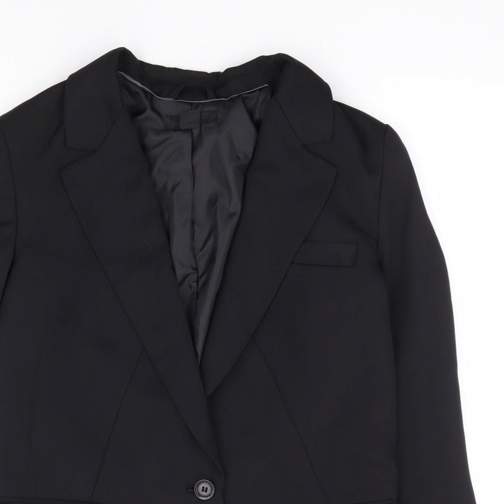 H&M Womens Black Polyester Jacket Suit Jacket Size 10