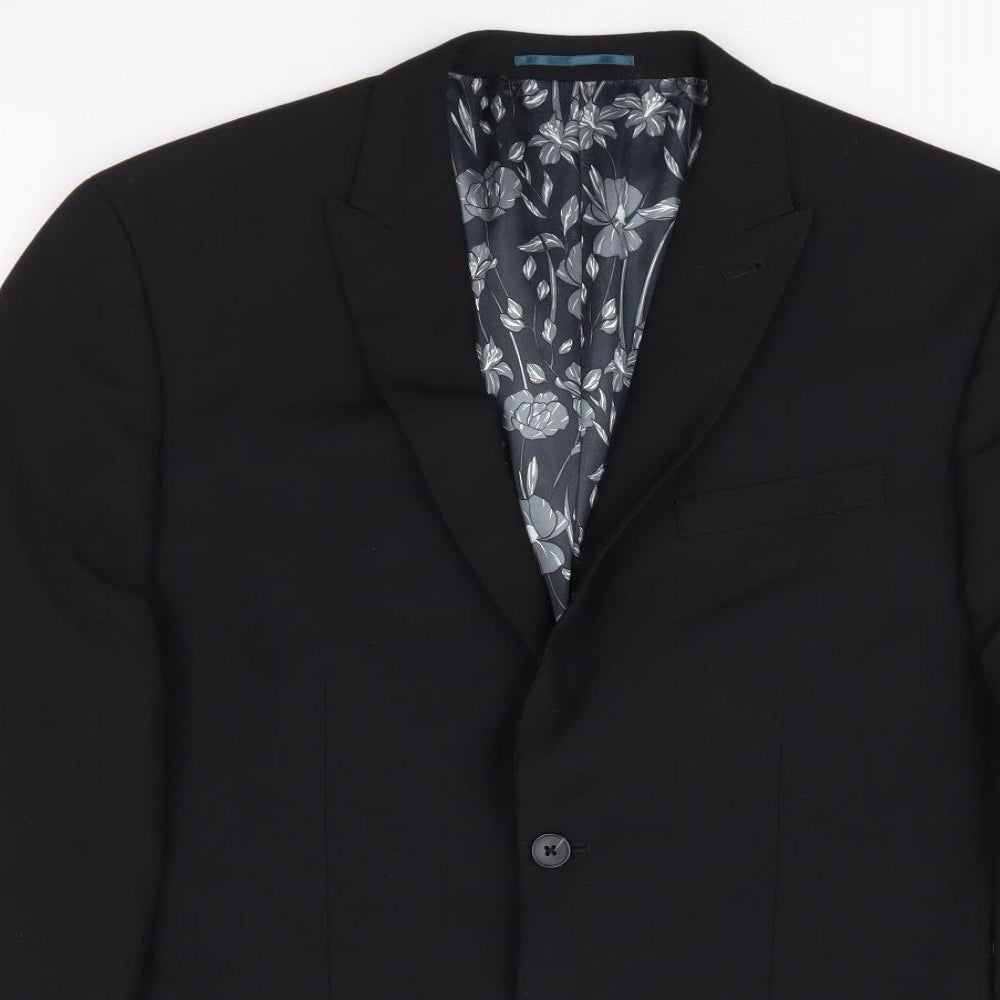NEXT Mens Black Polyester Jacket Suit Jacket Size 40