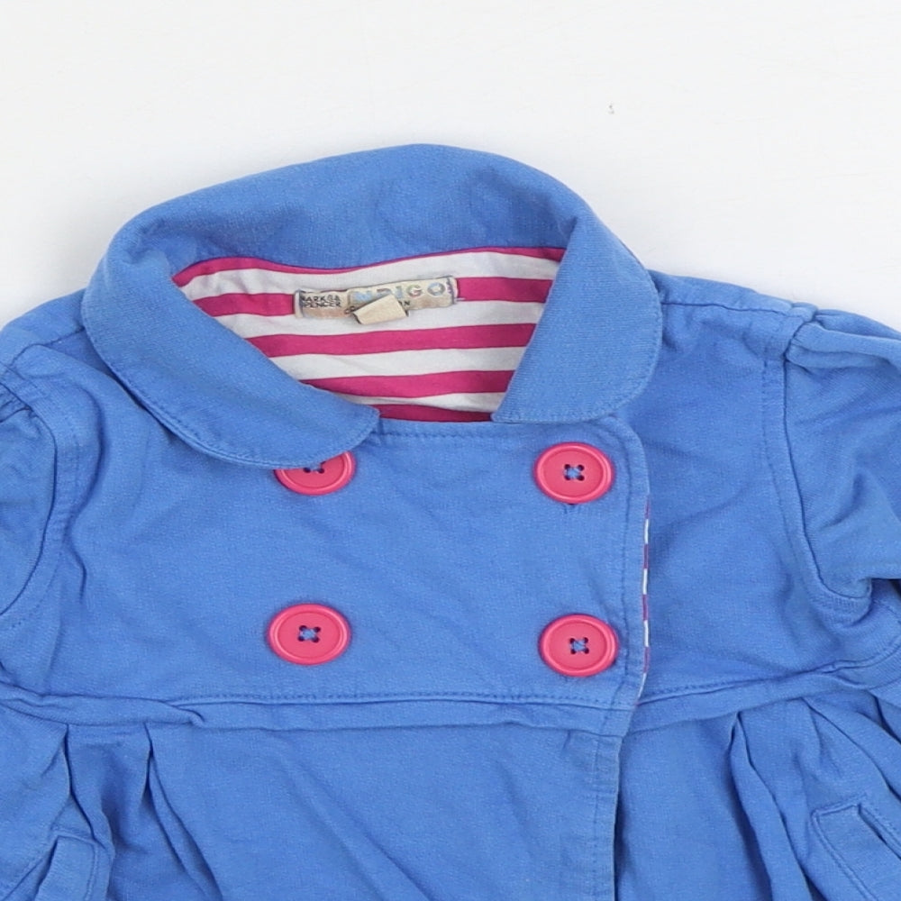 Marks and Spencer Girls Blue Jacket Size 2-3 Years Button