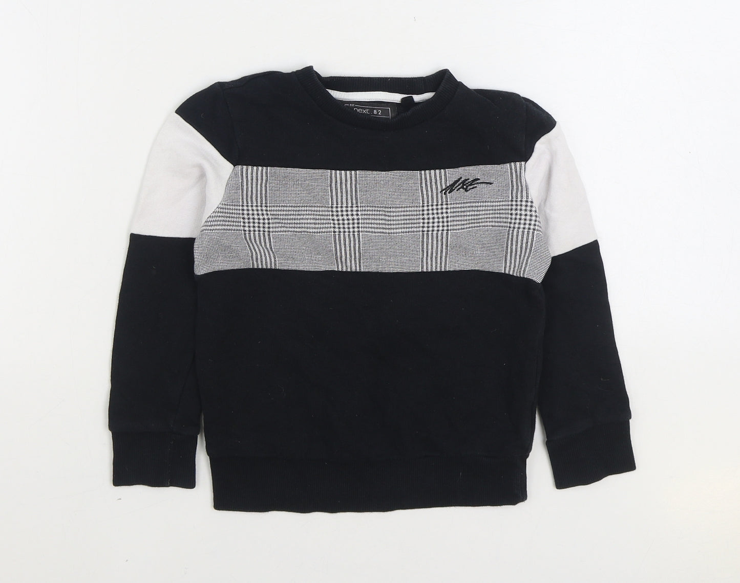 NEXT Boys Black Plaid 100% Cotton Pullover Sweatshirt Size 4 Years Pullover