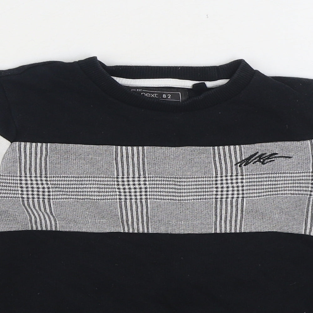 NEXT Boys Black Plaid 100% Cotton Pullover Sweatshirt Size 4 Years Pullover