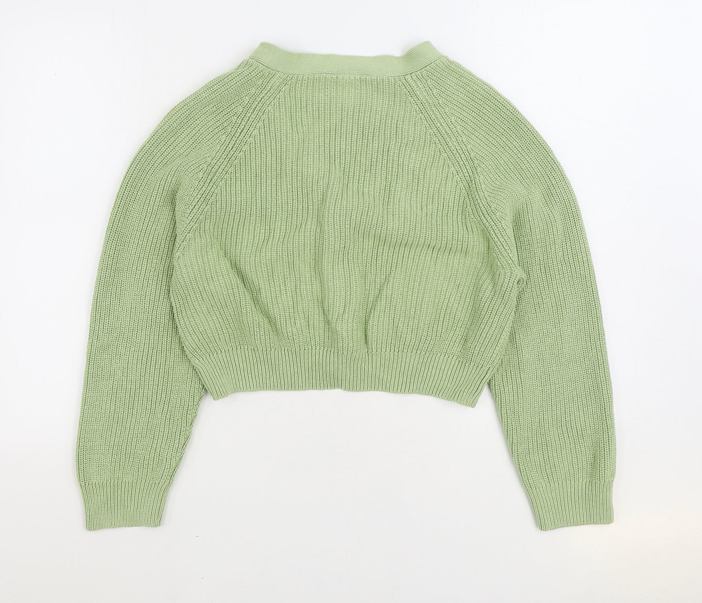 Monkl Womens Green V-Neck Acrylic Cardigan Jumper Size S