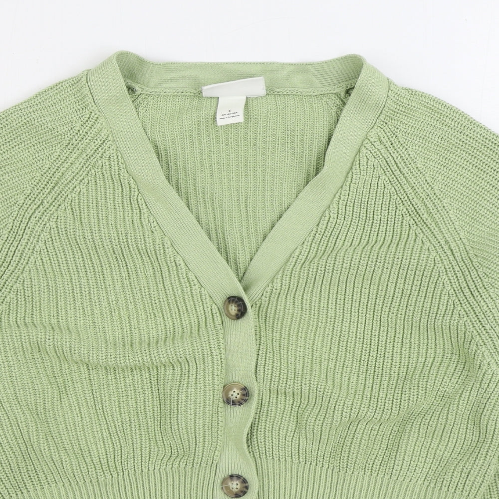Monkl Womens Green V-Neck Acrylic Cardigan Jumper Size S