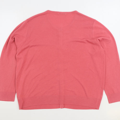 Marks and Spencer Womens Pink Round Neck Acrylic Cardigan Jumper Size 24