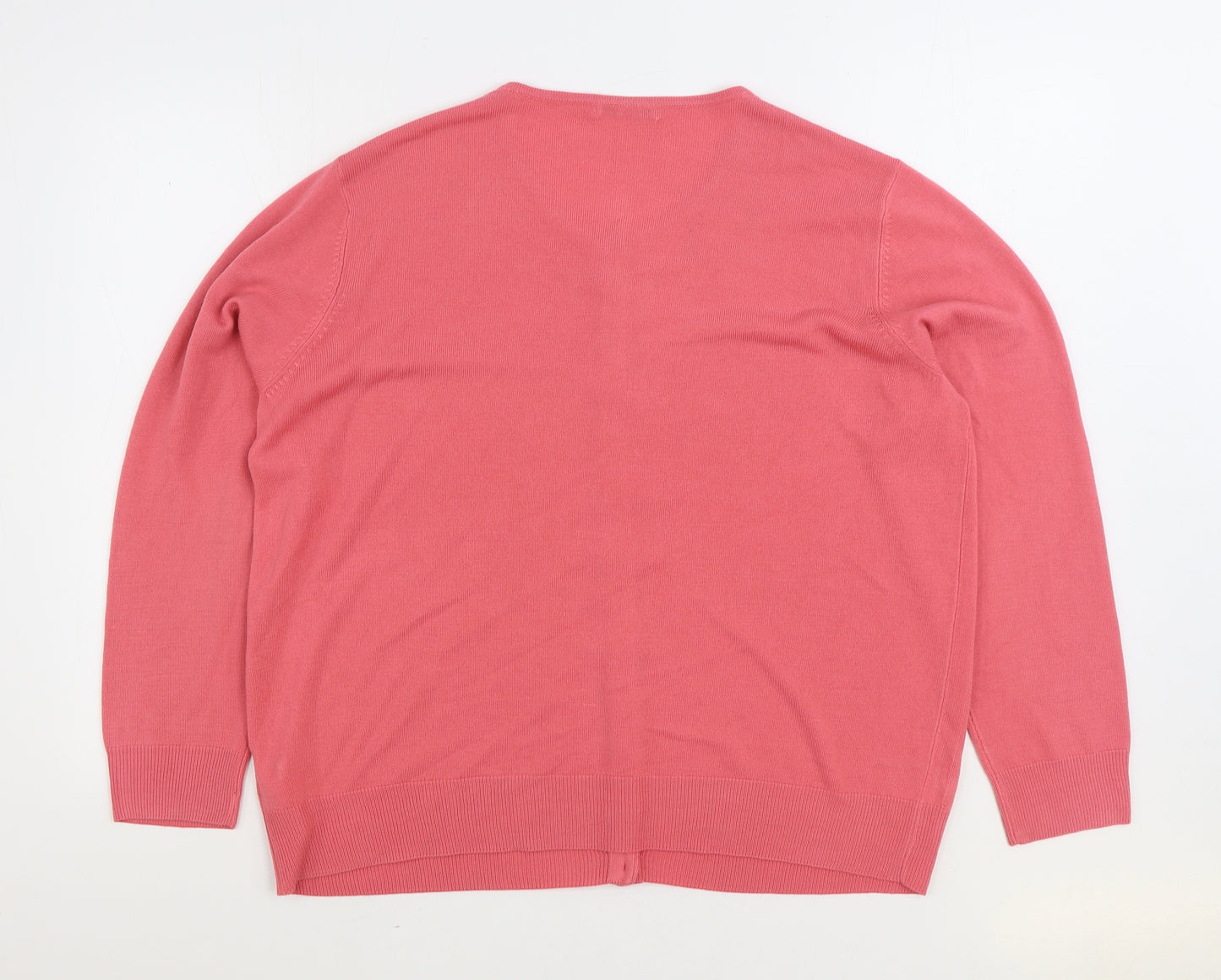 Marks and Spencer Womens Pink Round Neck Acrylic Cardigan Jumper Size 24