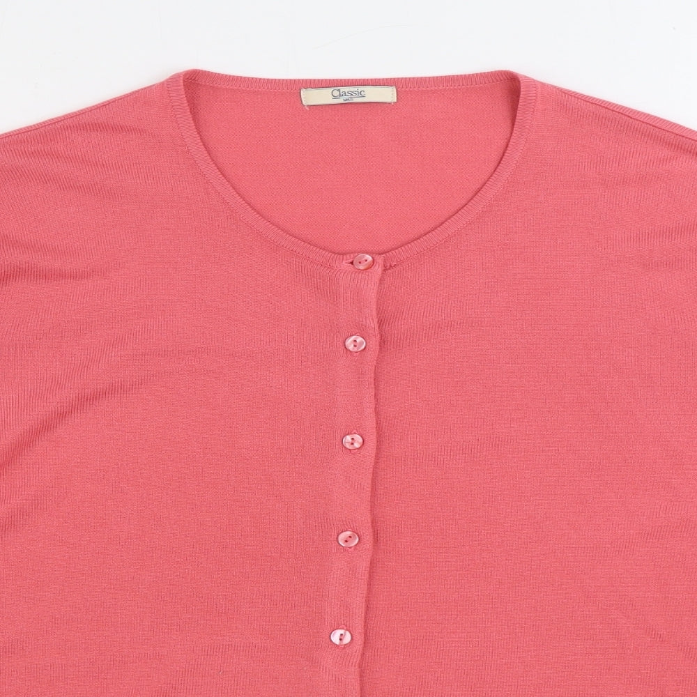 Marks and Spencer Womens Pink Round Neck Acrylic Cardigan Jumper Size 24