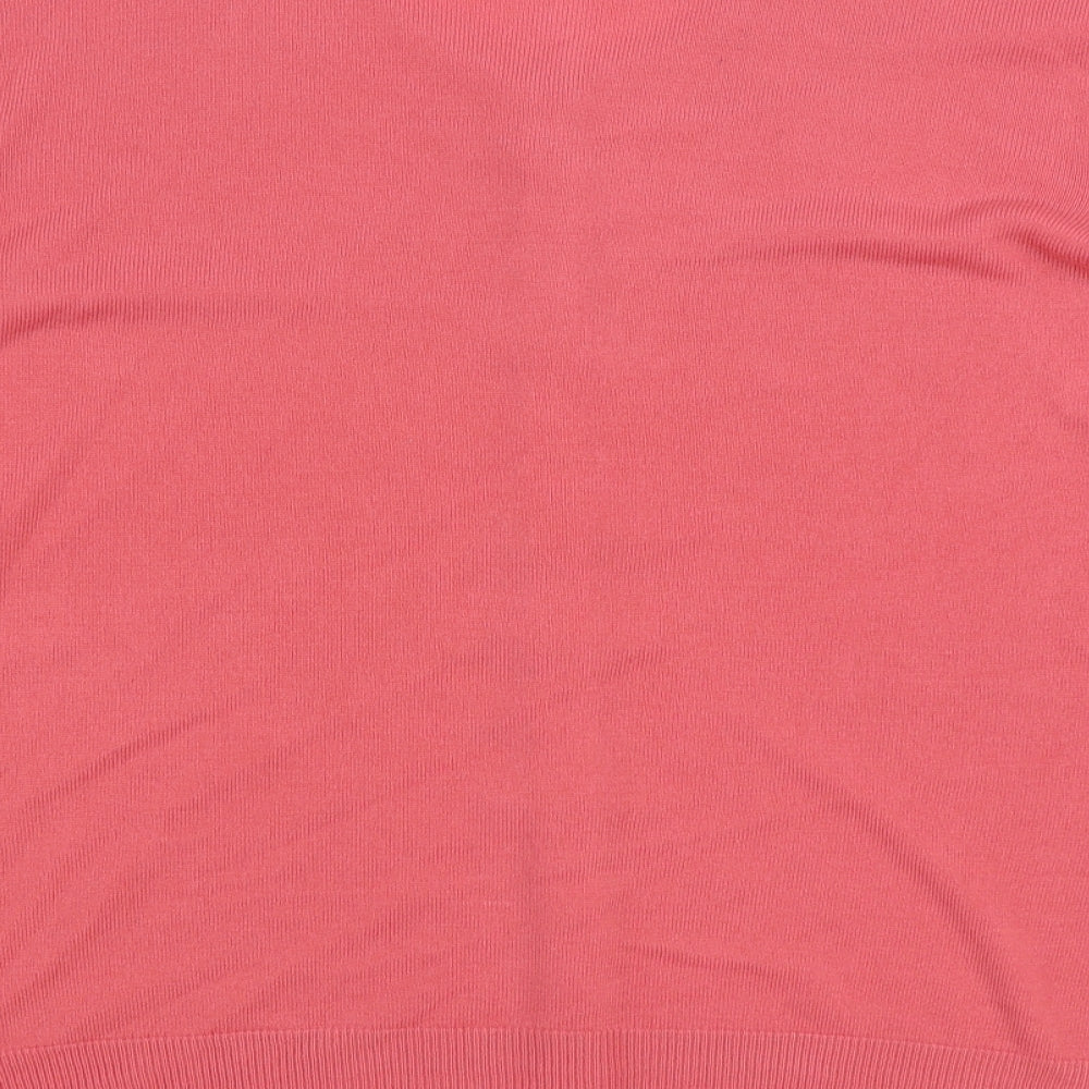 Marks and Spencer Womens Pink Round Neck Acrylic Cardigan Jumper Size 24