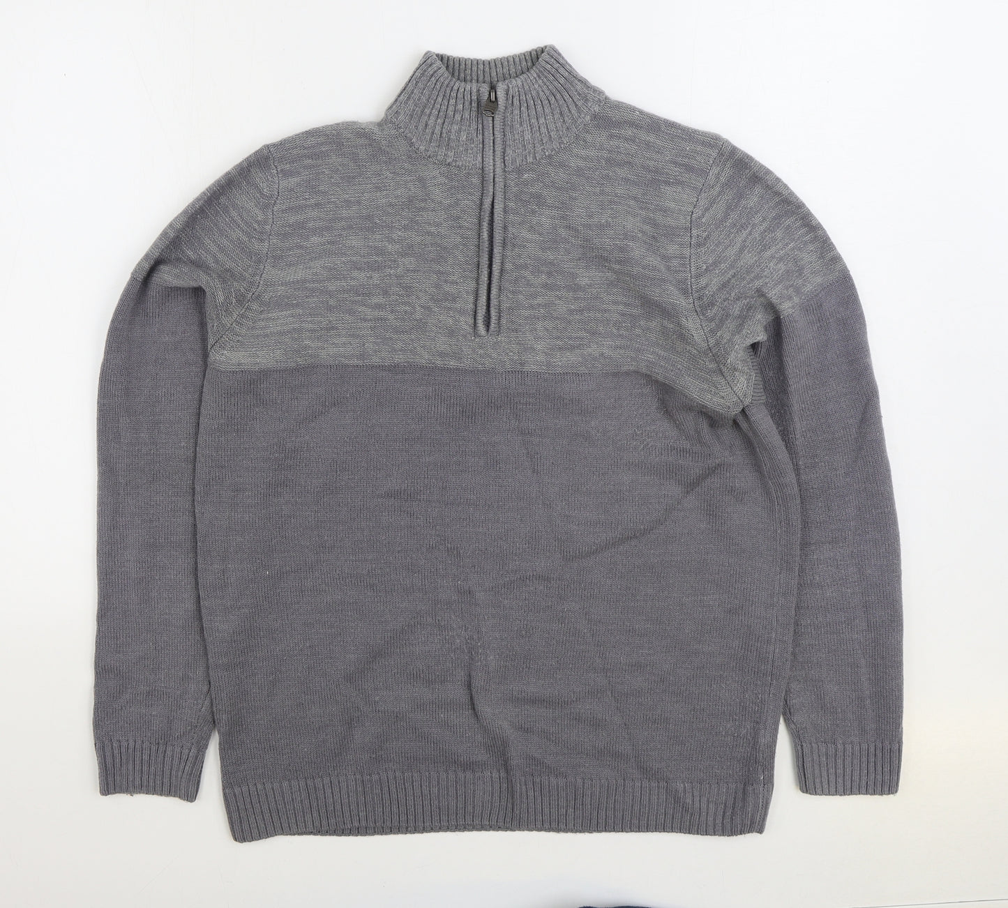 Kensington Mens Grey High Neck Acrylic Pullover Jumper Size L