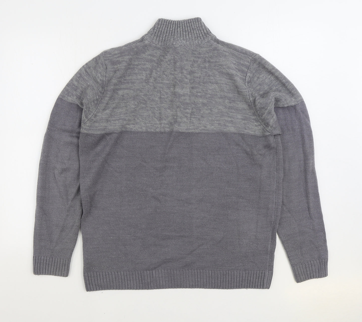 Kensington Mens Grey High Neck Acrylic Pullover Jumper Size L