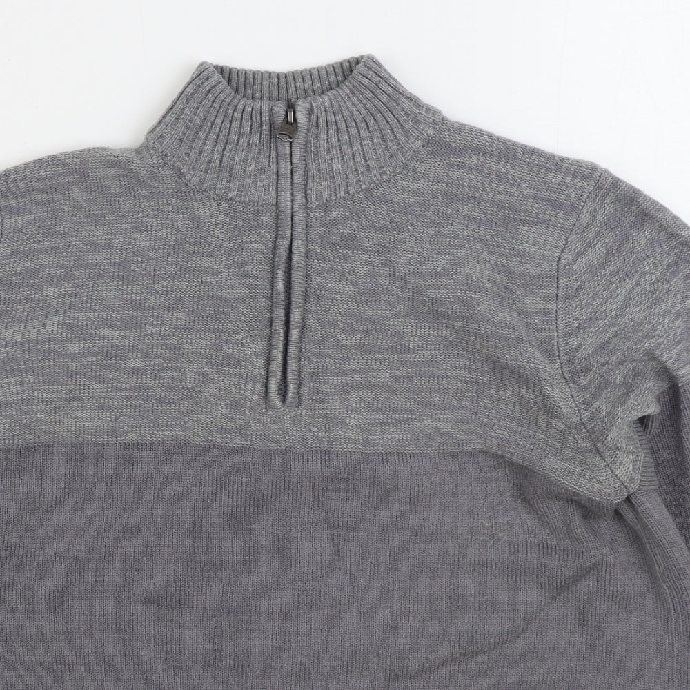 Kensington Mens Grey High Neck Acrylic Pullover Jumper Size L