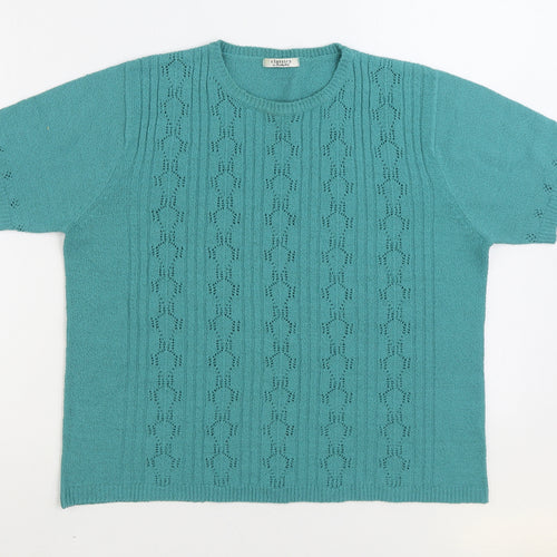 Berkertex Womens Blue Round Neck Acrylic Pullover Jumper Size 18