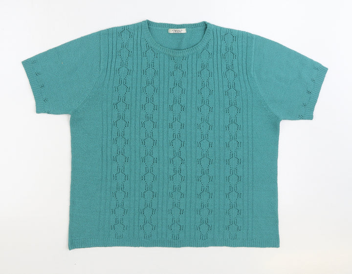Berkertex Womens Blue Round Neck Acrylic Pullover Jumper Size 18