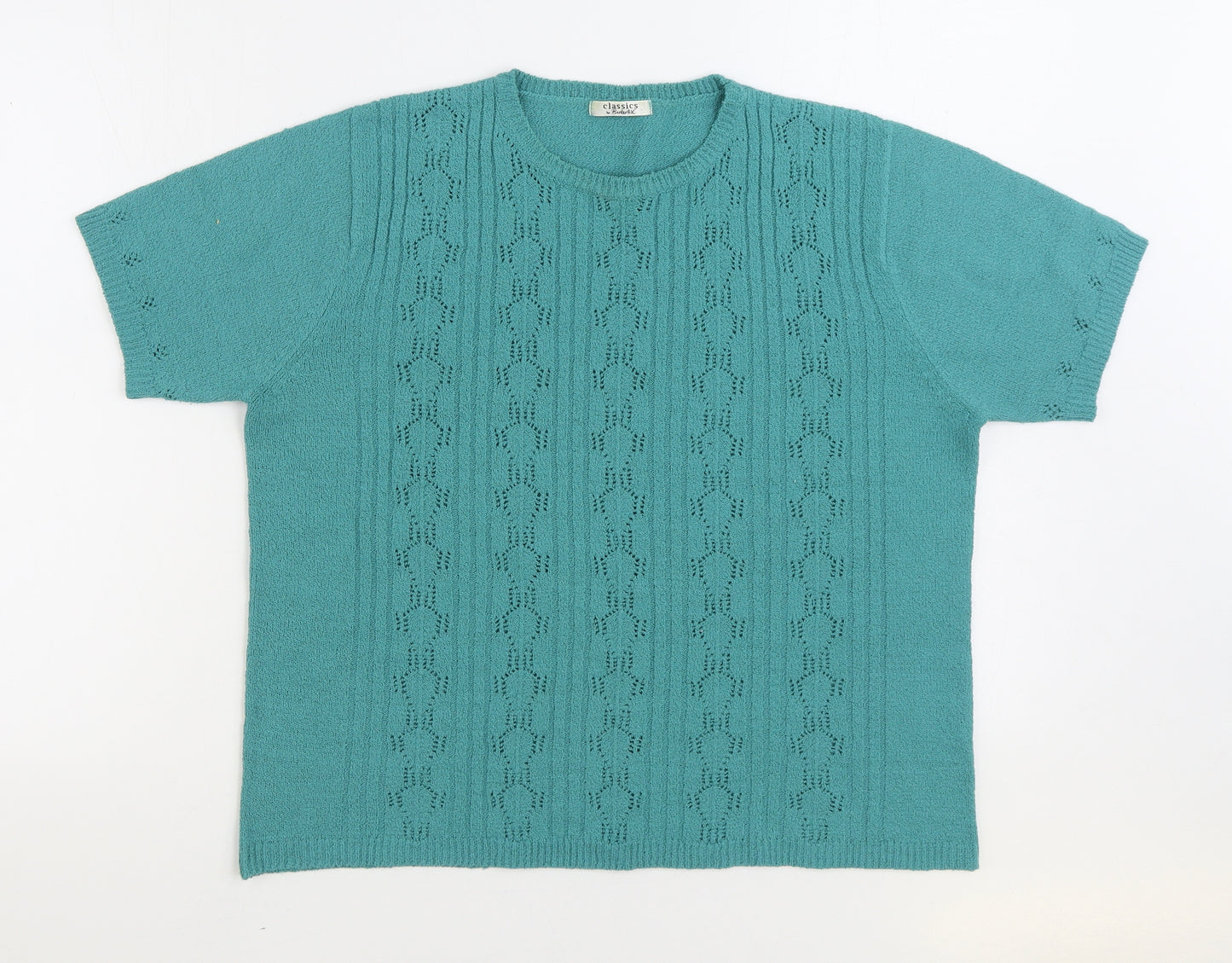 Berkertex Womens Blue Round Neck Acrylic Pullover Jumper Size 18