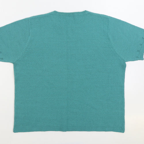 Berkertex Womens Blue Round Neck Acrylic Pullover Jumper Size 18