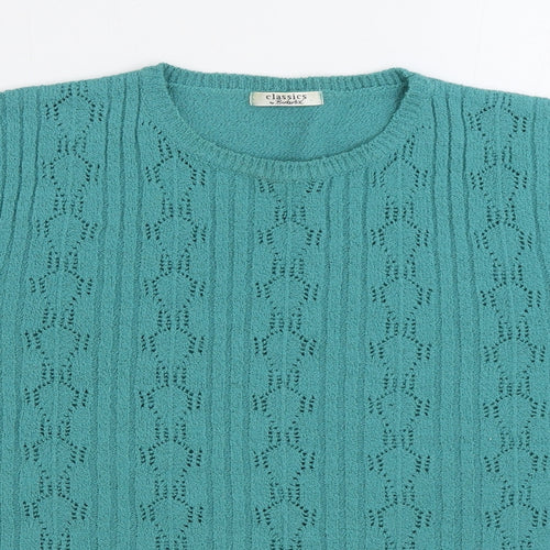 Berkertex Womens Blue Round Neck Acrylic Pullover Jumper Size 18