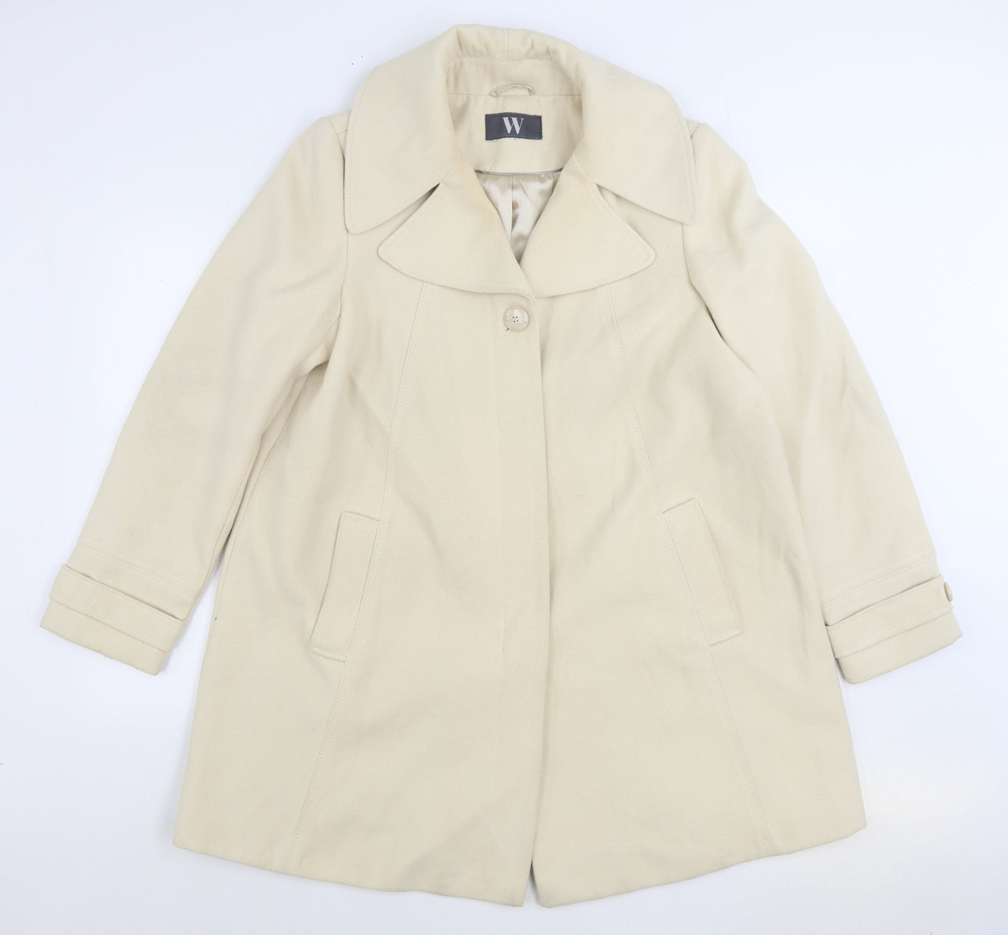 BHS Womens Beige Pea Coat Coat Size 16 Button