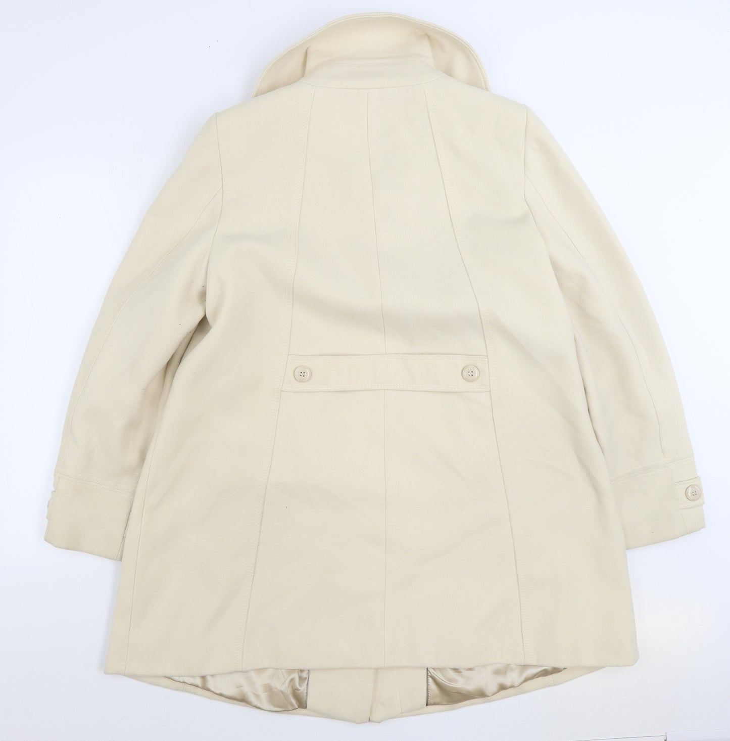 BHS Womens Beige Pea Coat Coat Size 16 Button